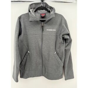 Karbon Women's Large Gray Full Zip Hooded Jacket Softshell Athletic Fleece Lined
